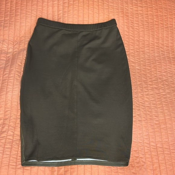 AS by DF Recycled Leather pencil skirt Desert Olive, size Medium - Picture 8 of 15